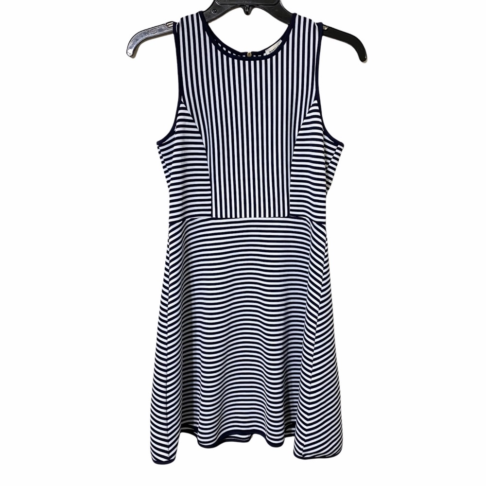 Monteau White & Blue Striped Dress Size 14